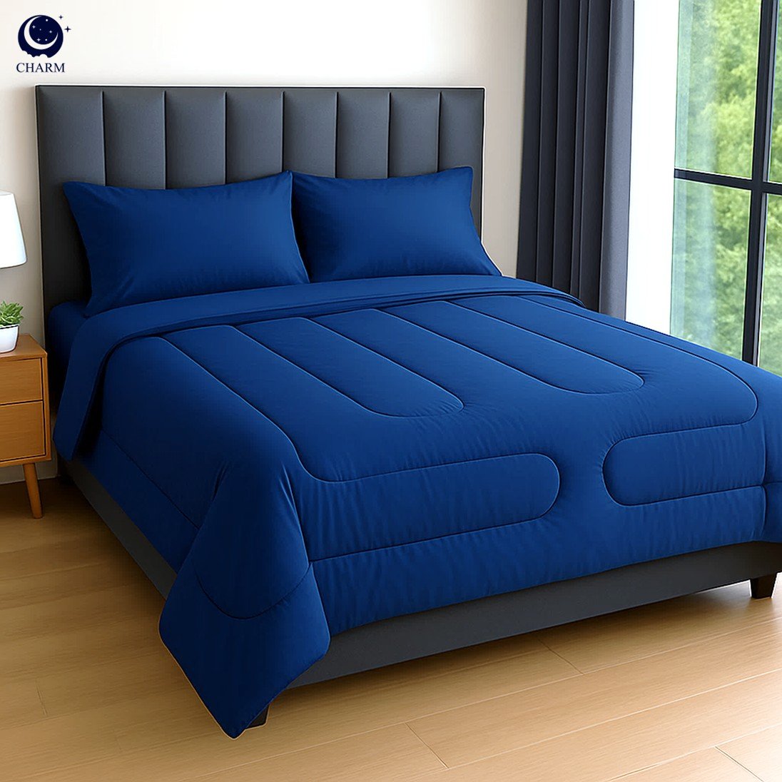 ชุดผ้าปูที่นอน 6 ฟุต 6 ชิ้น CHARM สี NAVY BLUE คอลเลคชั่น CLASSIC_0